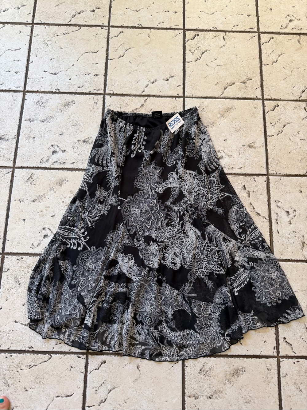 Ross Black Paisley A-Line Skirt